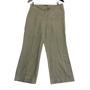 Pure Linen side 10p EUC ultra wide flair 100 percent linen pants with buttons